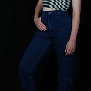 dark-wash Lee high waisted mom jeans